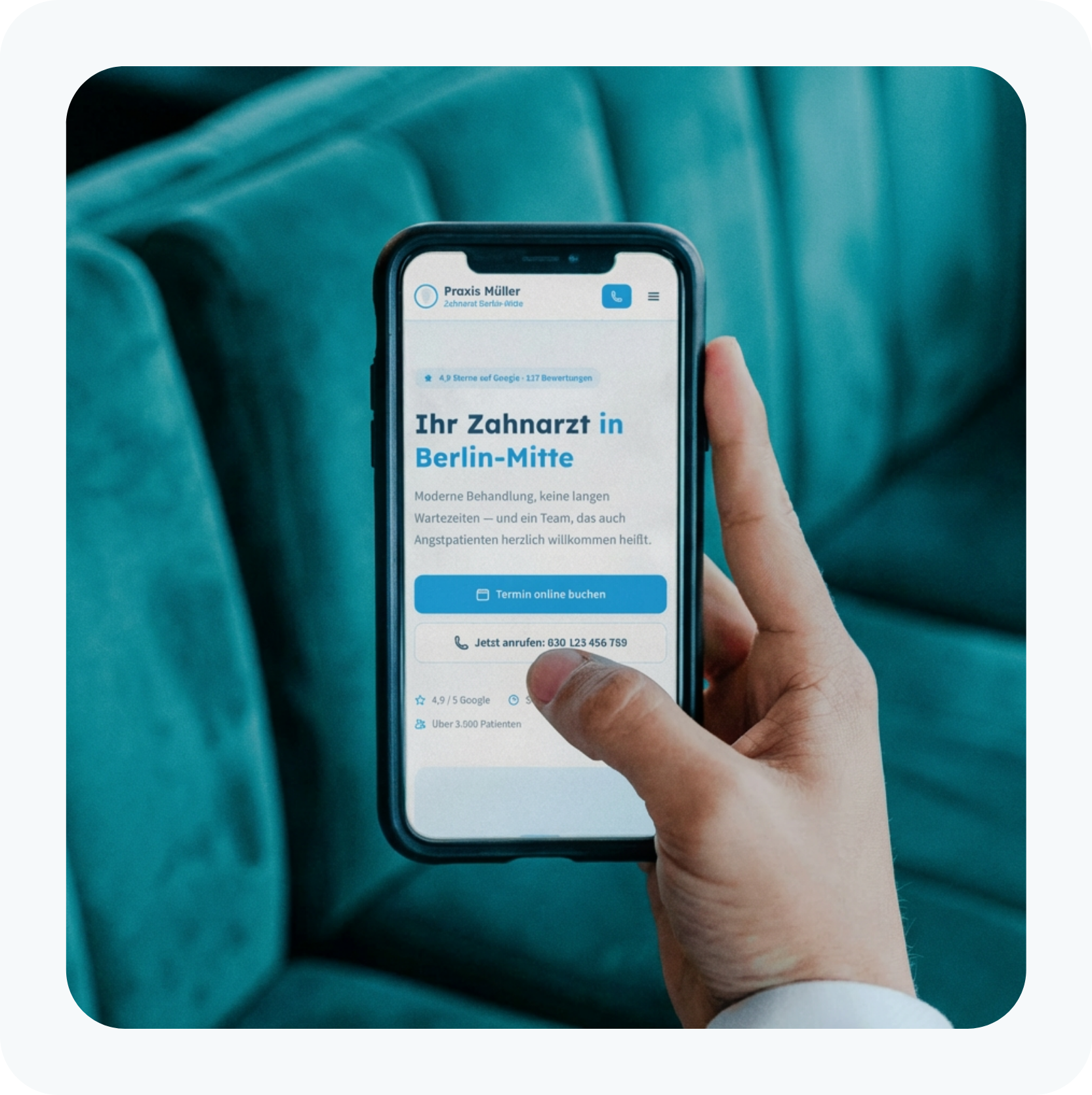 Moderne Zahnarzt-Website als Mockup auf Desktop und Mobile